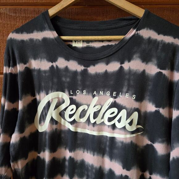Los Angeles Reckless Womens Tie-Dye Stripe Logo T-Shirt Size M Streetwear - Picture 3 of 9